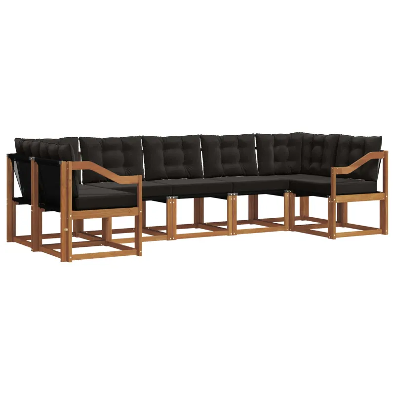 Lauko sofos komplektas su pagalve 7 pcs Natūrali ir juoda