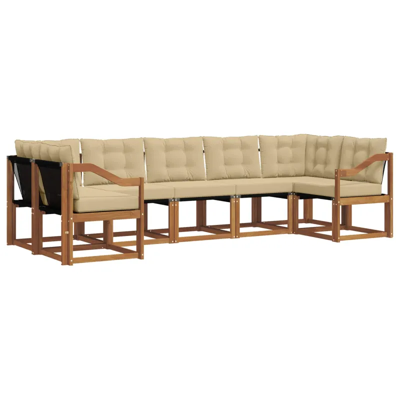 Lauko sofos komplektas su pagalve 7 pcs Natūralus ir bežinis