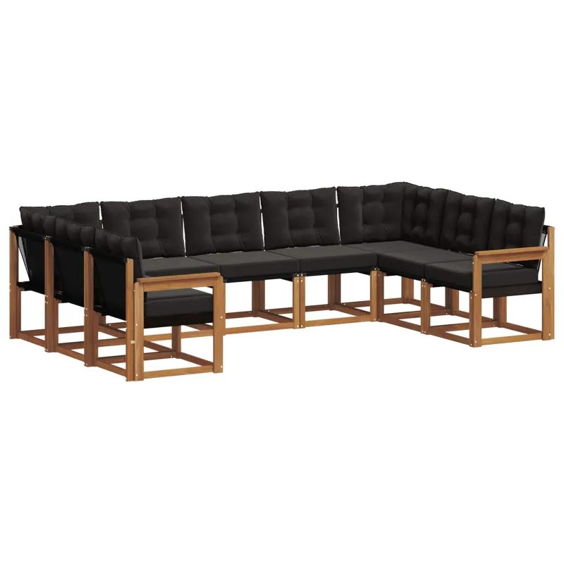 Lauko sofos komplektas su pagalve 9 pcs Natūrali ir juoda