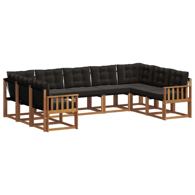 Lauko sofos komplektas su pagalve 9 pcs Natūrali ir juoda