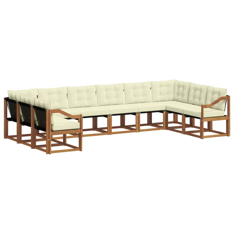 Lauko sofos komplektas 10 pcs Natūralus ir grietinėlė