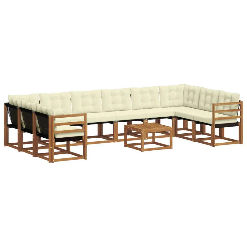 Lauko sofos komplektas 11 pcs Natūralus ir grietinėlė