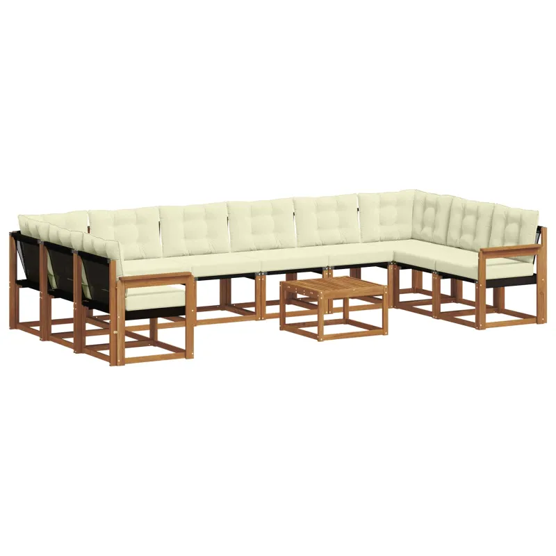 Lauko sofos komplektas 11 pcs Natūralus ir grietinėlė