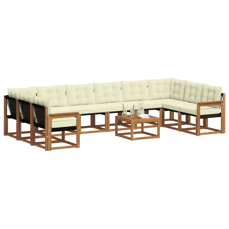 Lauko sofos komplektas 11 pcs Natūralus ir grietinėlė