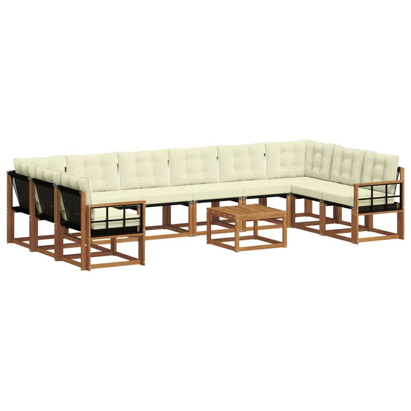 Lauko sofos komplektas 11 pcs Natūralus ir grietinėlė