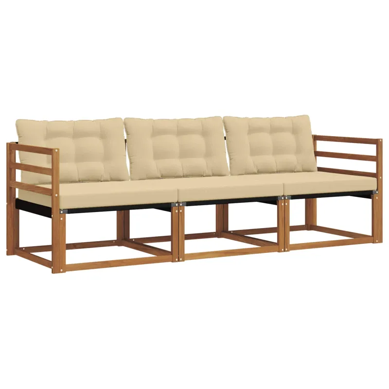 Lauko sofos komplektas su pagalve 3 pcs Natūralus ir bežinis