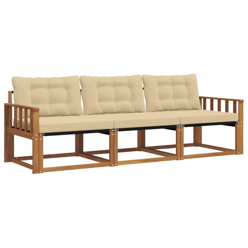Lauko sofos komplektas su pagalve 3 pcs Natūralus ir bežinis