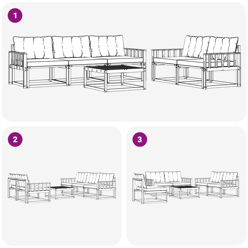 Lauko sofos komplektas su pagalve 6 pcs Natūrali ir juoda