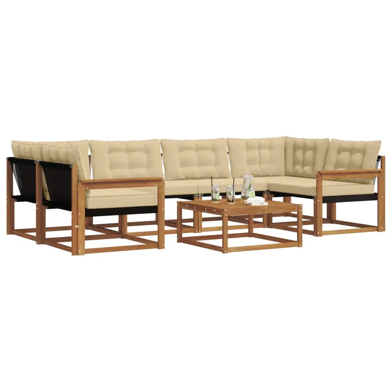 Lauko sofos komplektas su pagalve 7 pcs Natūralus ir bežinis