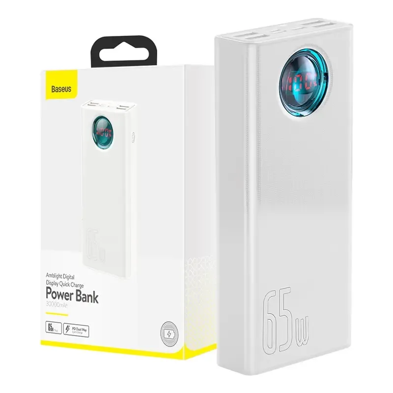 Powerbank Baseus Amblight 30000mAh, 4xUSB, USB-C, 65W (white) universal