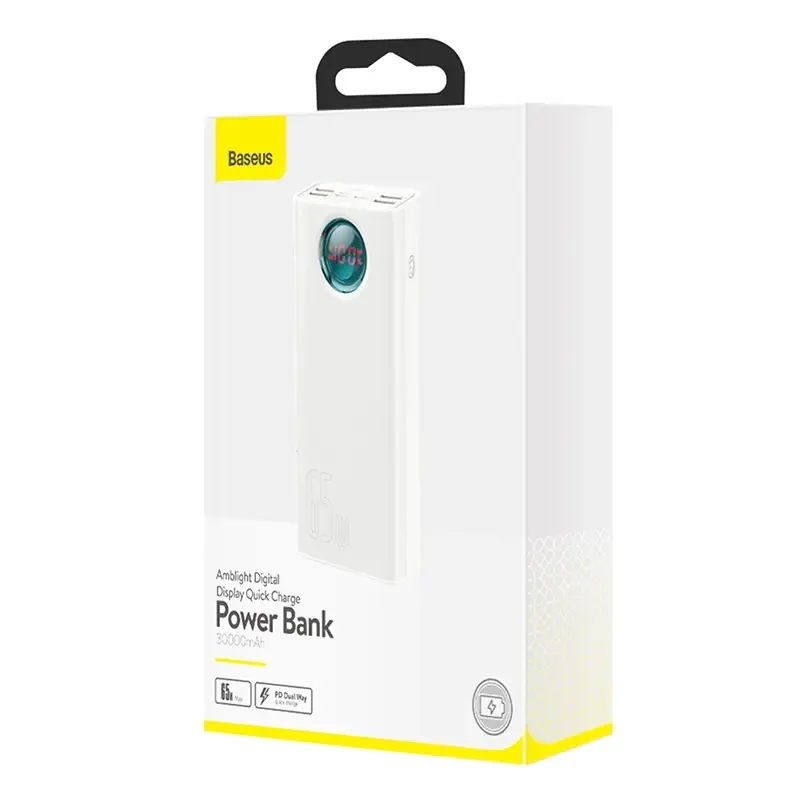 Powerbank Baseus Amblight 30000mAh, 4xUSB, USB-C, 65W (white) universal