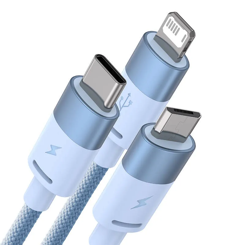 3in1 USB cable Baseus StarSpeed Series, USB-C + Micro + Lightning 3,5A, 1.2m (Blue) universal