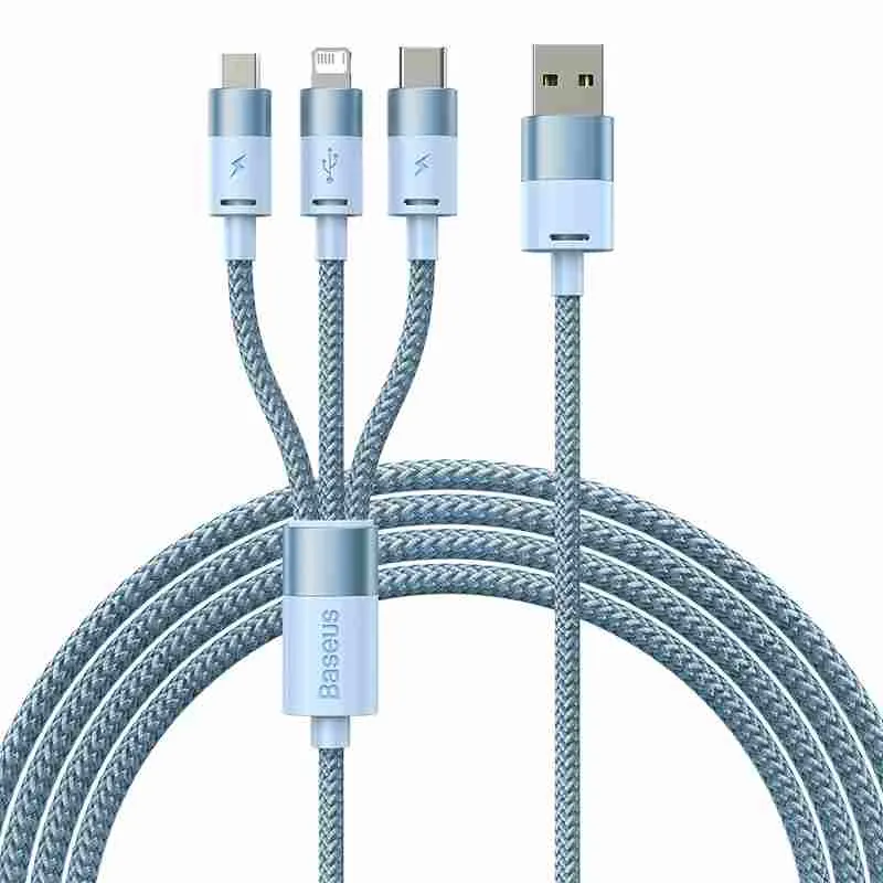 3in1 USB cable Baseus StarSpeed Series, USB-C + Micro + Lightning 3,5A, 1.2m (Blue) universal