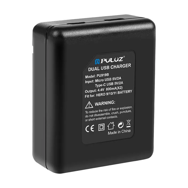 2-slot charger Puluz PU919B for GoPro Hero 9/10/11/12 universal