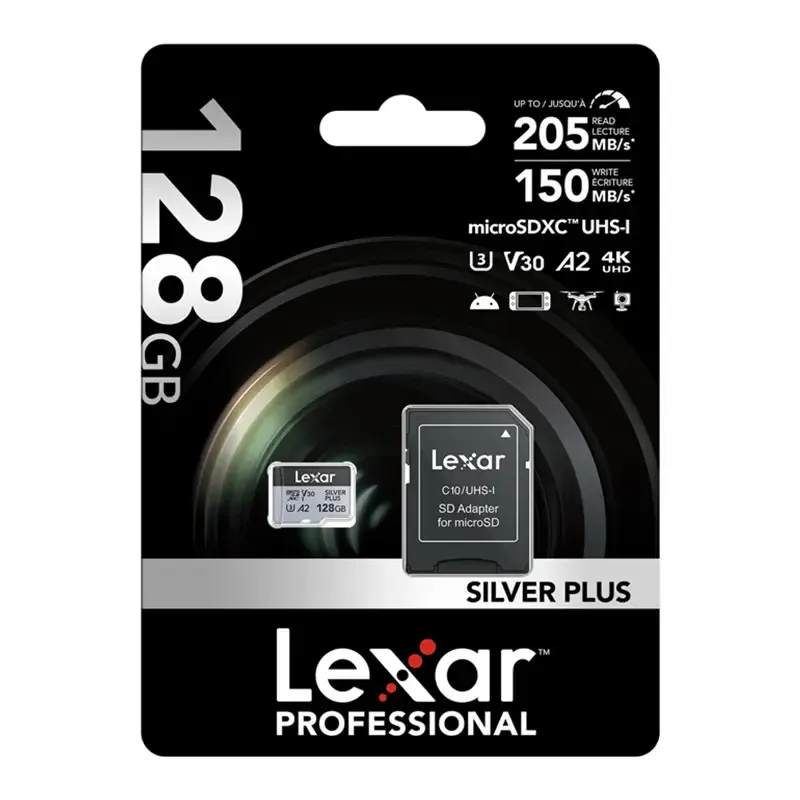 Karta pamięci Lexar High-Performance Silver Plus microSDXC 128GB + adapter universal