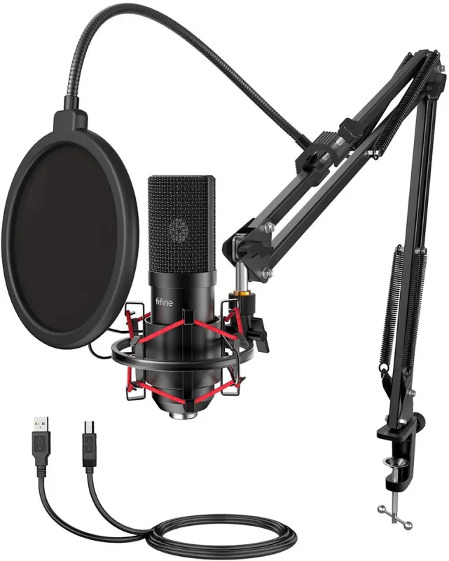 Condenser microphone with tripod Fifine T732 (black) universal