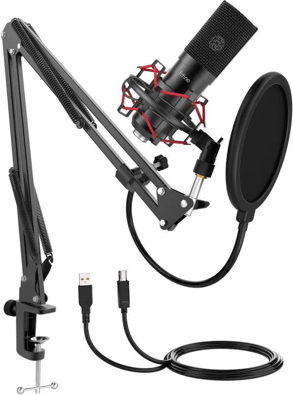 Condenser microphone with tripod Fifine T732 (black) universal