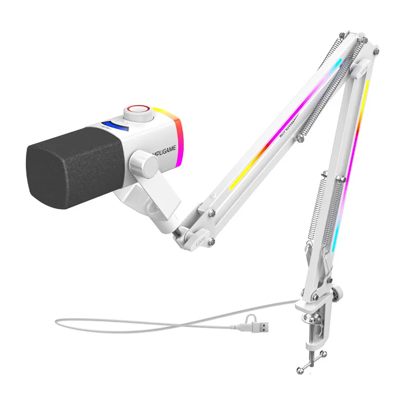 Fifine AM8proTW dynamic microphone with boom arm (white) universal