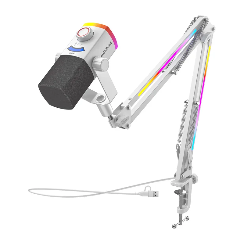 Fifine AM8proTW dynamic microphone with boom arm (white) universal