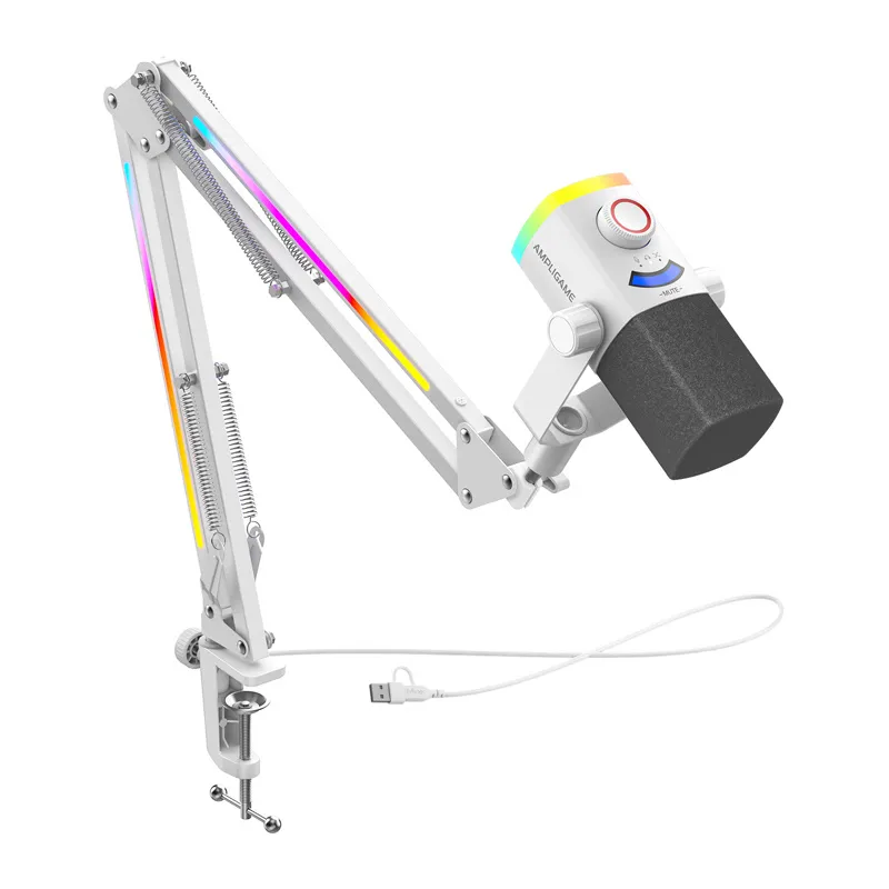 Fifine AM8proTW dynamic microphone with boom arm (white) universal