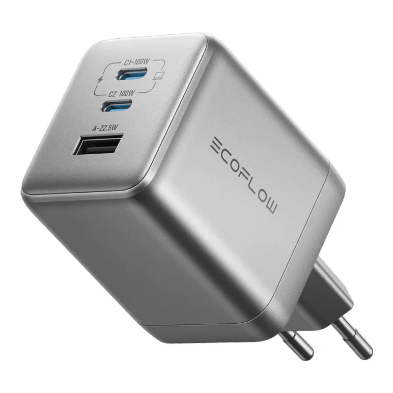 EcoFlow RAPID Pro 100W mains charger, 2xUSB-C, 1xUSB-A, GaN universal