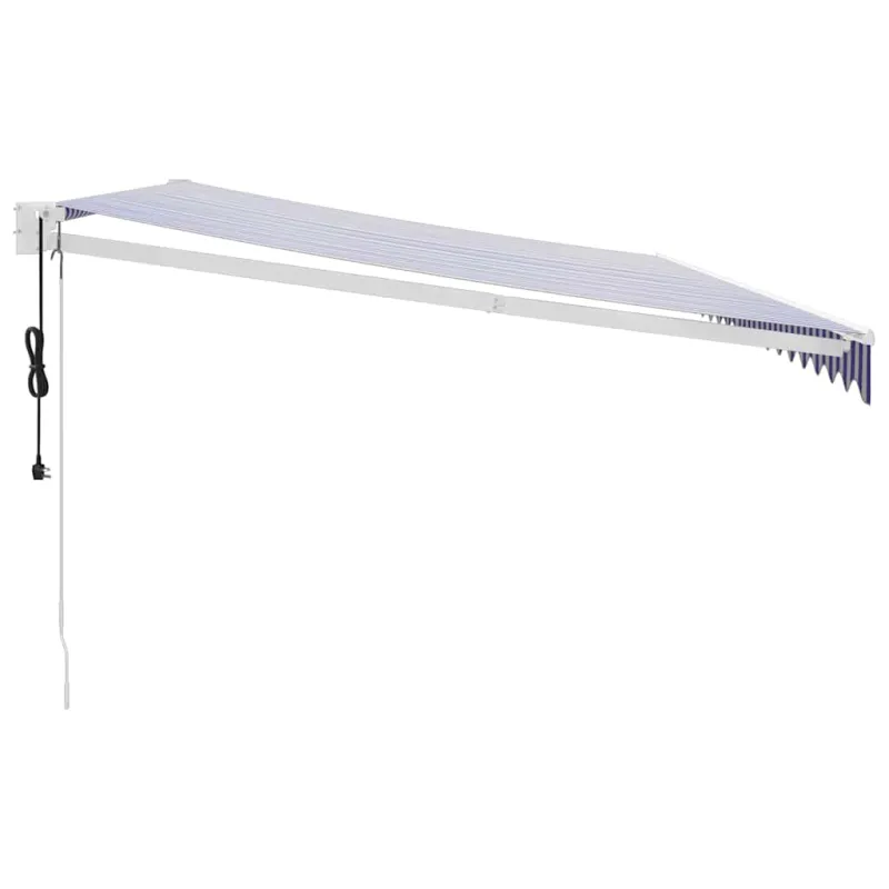 Automatinė ištraukiama markizė, mėlyna ir balta, 5x3m