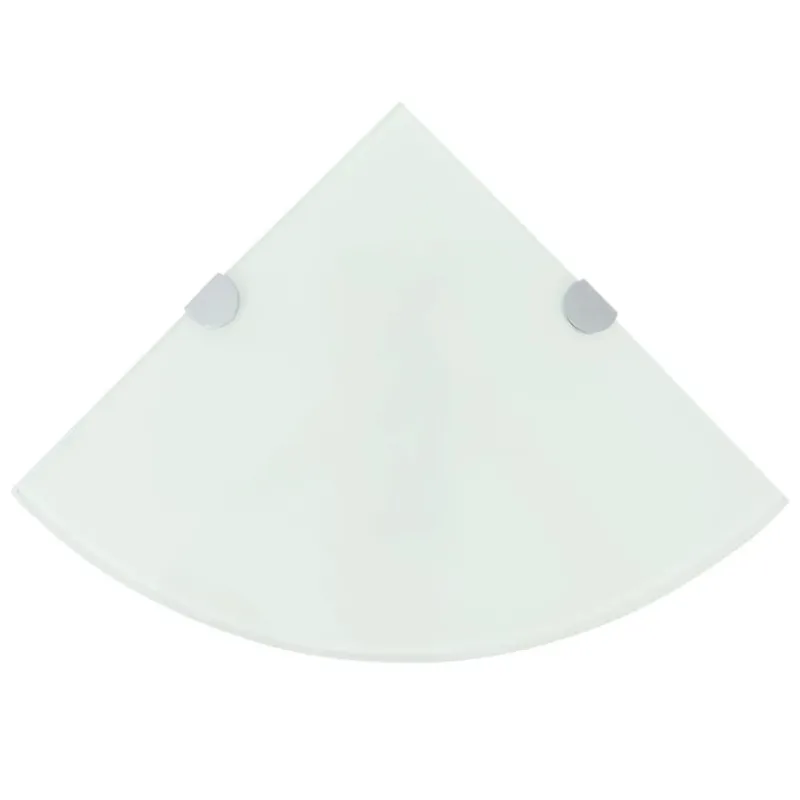 Kampinės lentynos, 2vnt., baltos, 25x25cm, stiklas
