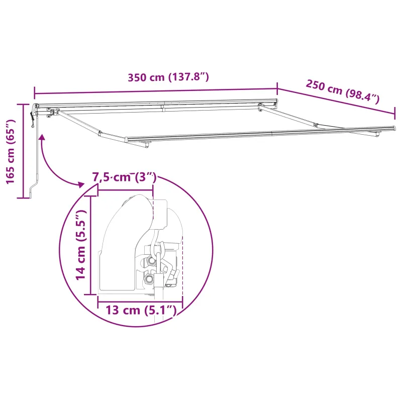 Ištraukiama markizė Raudona ir balta 350 x 250 cm