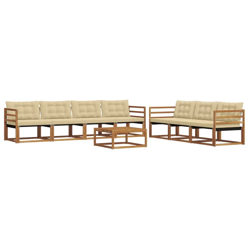 Lauko sofos komplektas su pagalve 8 pcs Natūralus ir bežinis