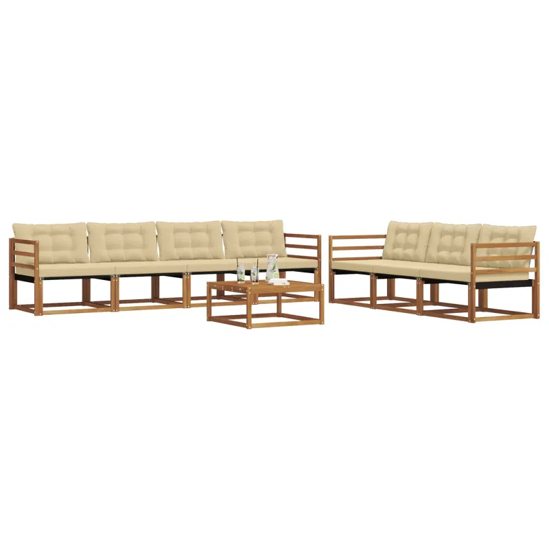 Lauko sofos komplektas su pagalve 8 pcs Natūralus ir bežinis