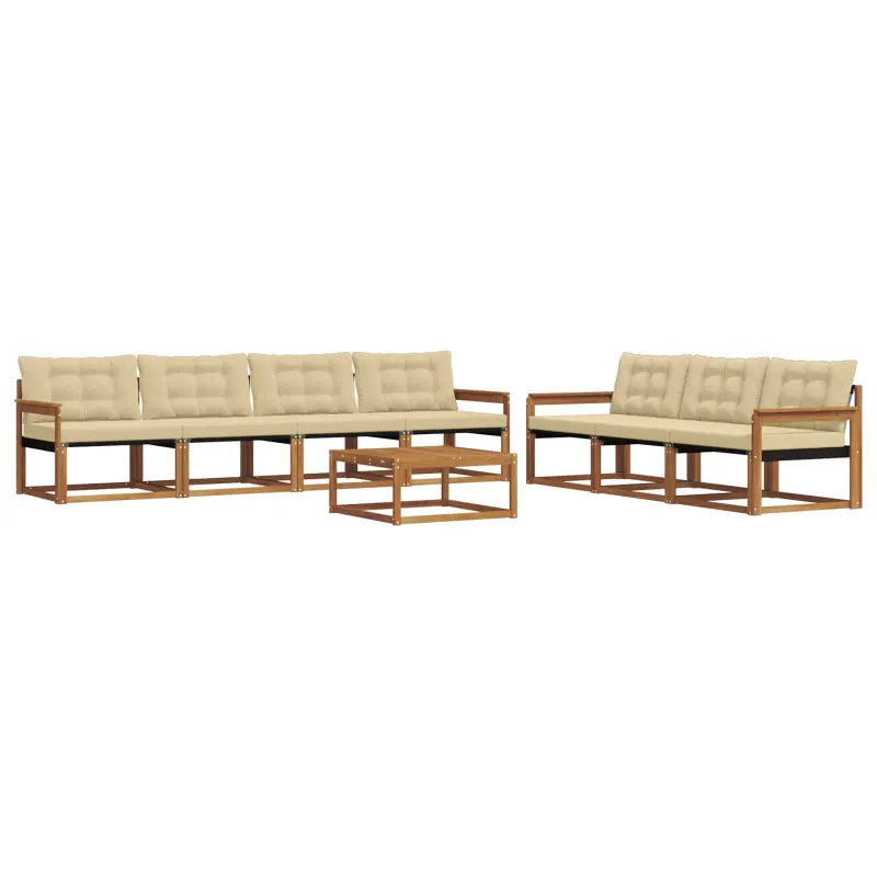 Lauko sofos komplektas su pagalve 8 pcs Natūralus ir bežinis