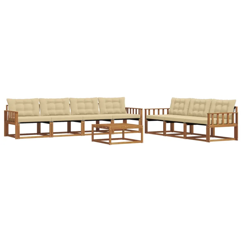 Lauko sofos komplektas su pagalve 8 pcs Natūralus ir bežinis