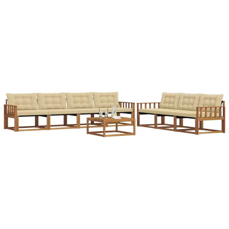 Lauko sofos komplektas su pagalve 8 pcs Natūralus ir bežinis