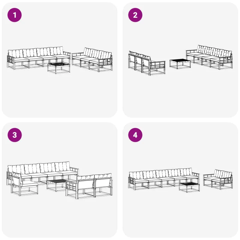 Lauko sofos komplektas su pagalve 8 pcs Natūrali ir juoda