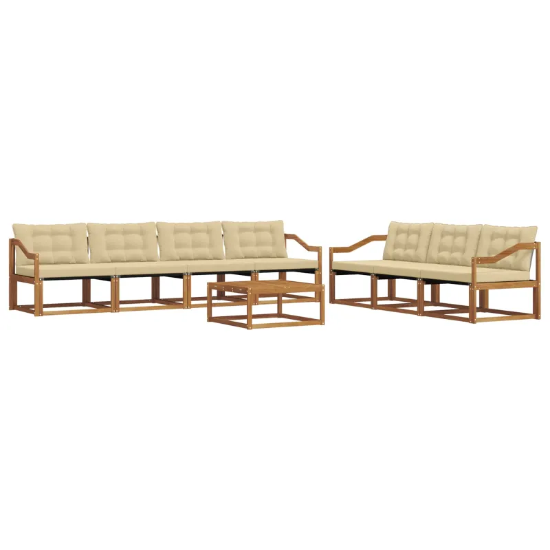 Lauko sofos komplektas su pagalve 8 pcs Natūralus ir bežinis