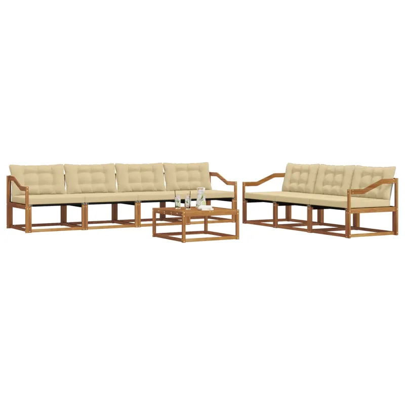 Lauko sofos komplektas su pagalve 8 pcs Natūralus ir bežinis
