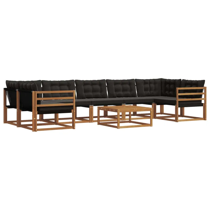 Lauko sofos komplektas su pagalve 8 pcs Natūrali ir juoda