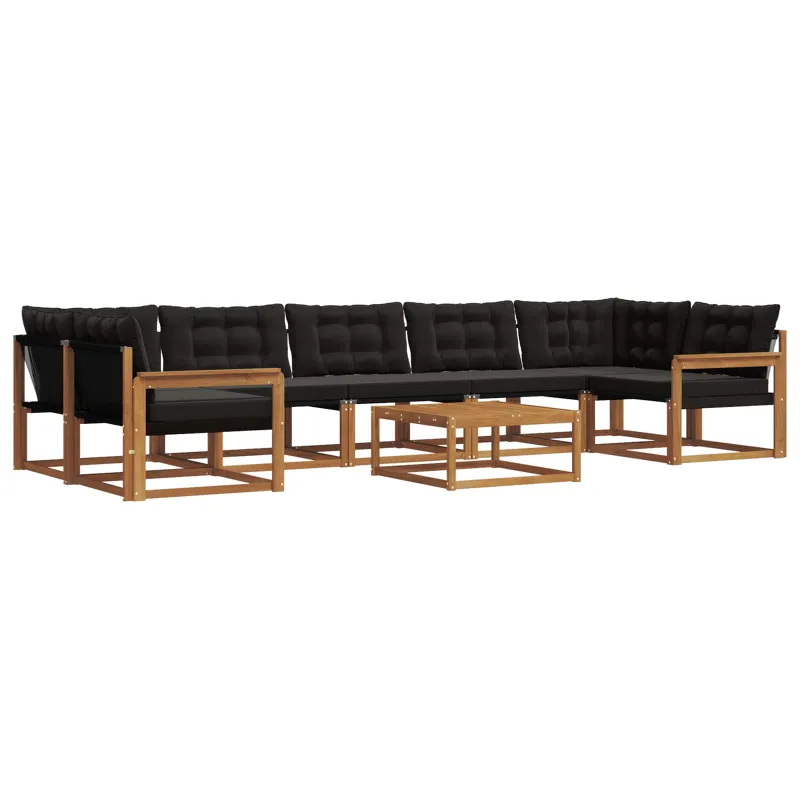 Lauko sofos komplektas su pagalve 8 pcs Natūrali ir juoda