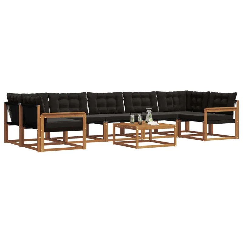 Lauko sofos komplektas su pagalve 8 pcs Natūrali ir juoda
