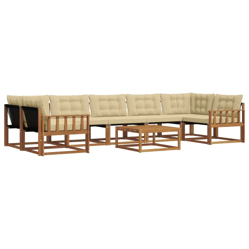 Lauko sofos komplektas su pagalve 8 pcs Natūralus ir bežinis