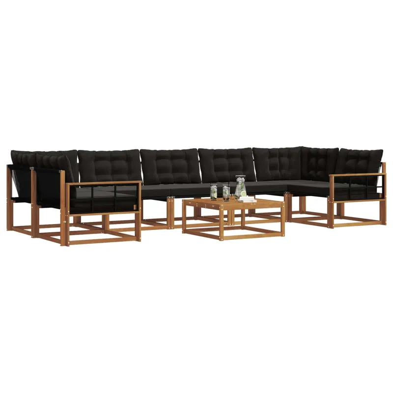 Lauko sofos komplektas su pagalve 8 pcs Natūrali ir juoda