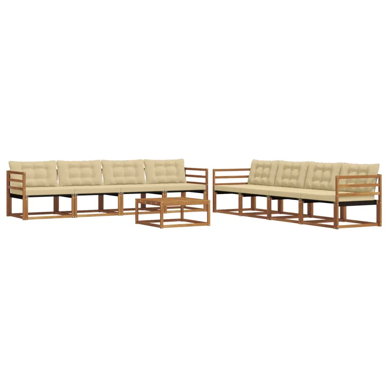 Lauko sofos komplektas su pagalve 9 pcs Natūralus ir bežinis