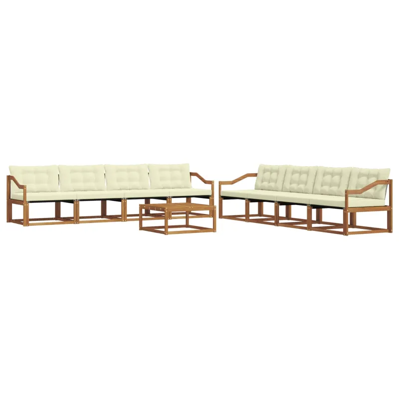 Lauko sofos komplektas su pagalve 9 pcs Natūralus ir grietinėlė