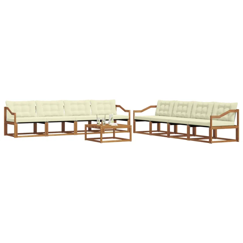 Lauko sofos komplektas su pagalve 9 pcs Natūralus ir grietinėlė