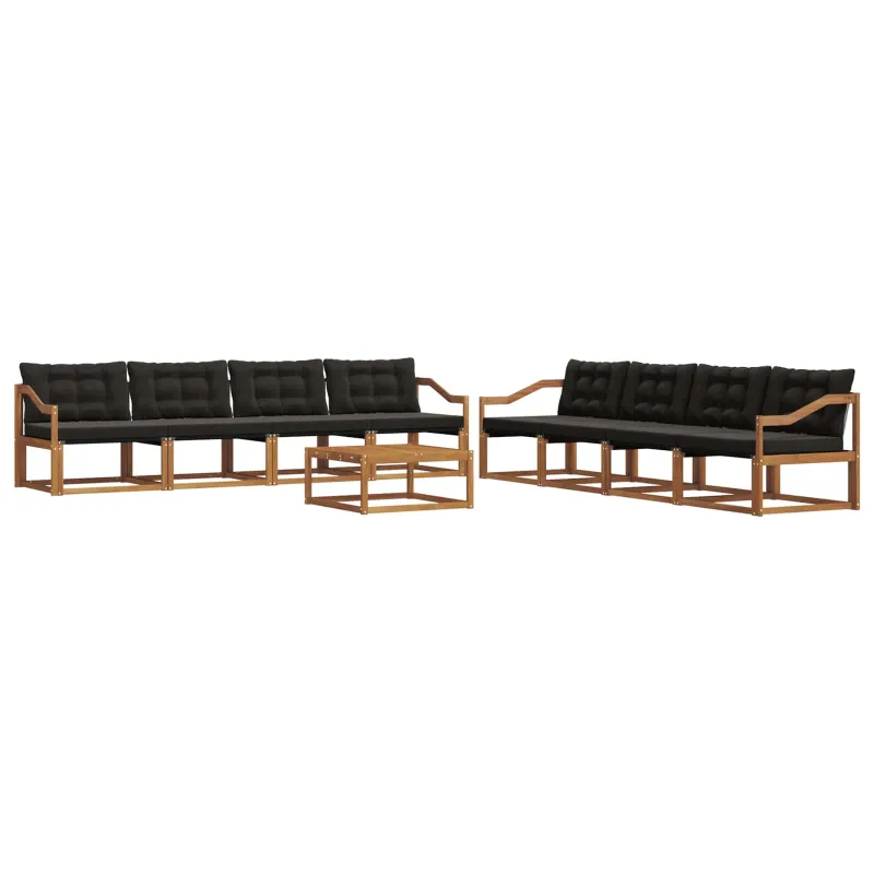 Lauko sofos komplektas su pagalve 9 pcs Natūrali ir juoda
