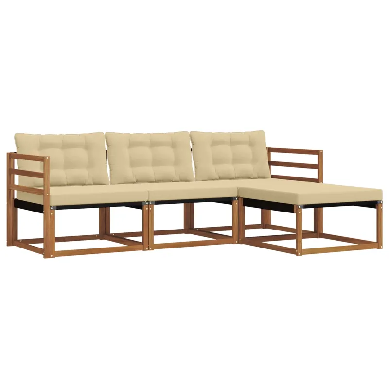 Lauko sofos komplektas su pagalve 4 pcs Natūralus ir bežinis