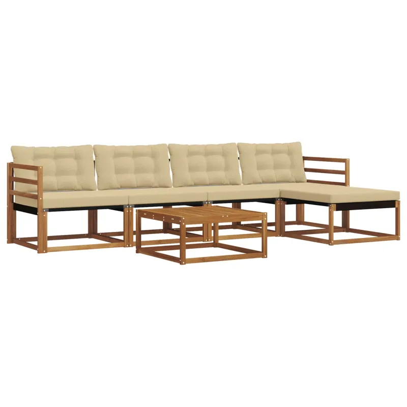 Lauko sofos komplektas su pagalve 6 pcs Natūralus ir bežinis
