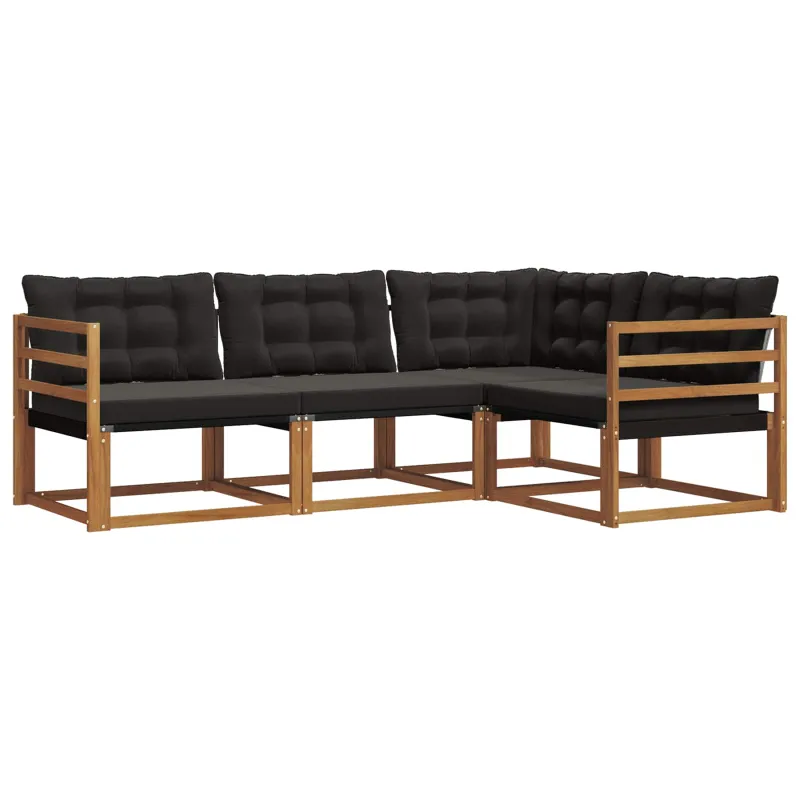 Lauko sofos komplektas su pagalve 4 pcs Natūrali ir juoda