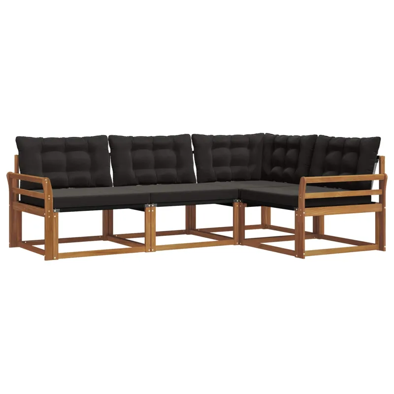 Lauko sofos komplektas su pagalve 4 pcs Natūrali ir juoda