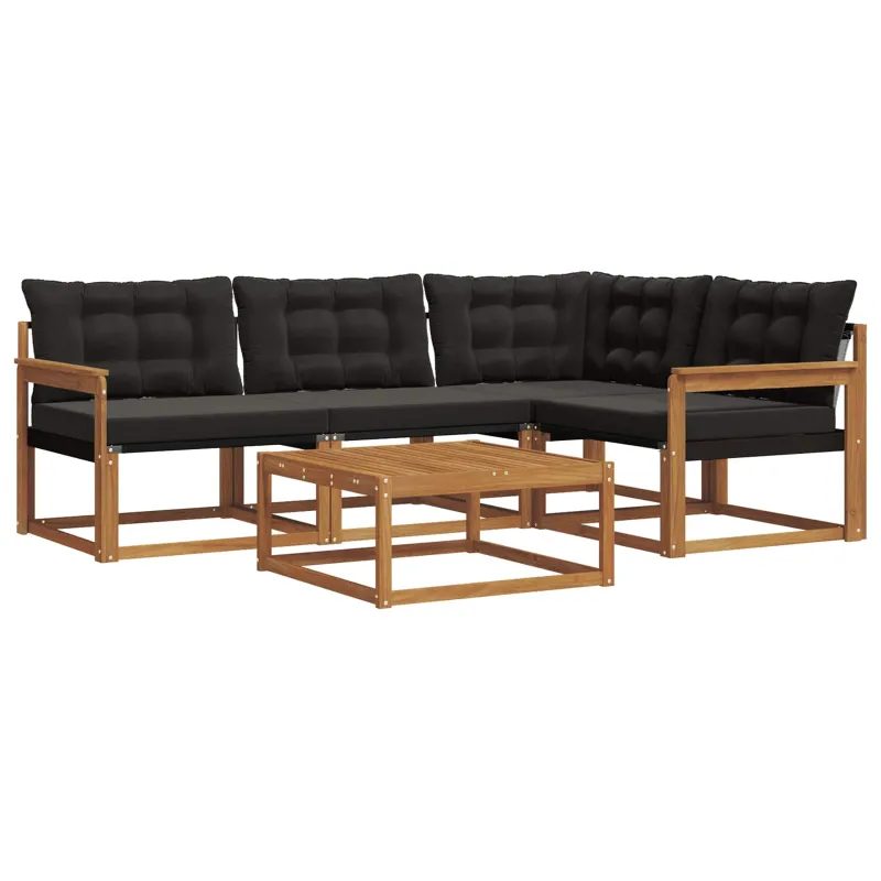 Lauko sofos komplektas su pagalve 5 pcs Natūrali ir juoda